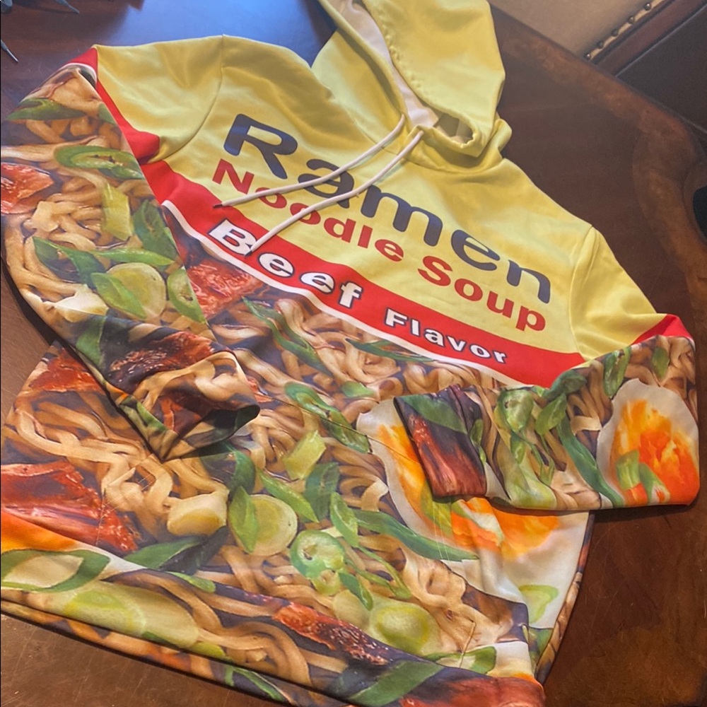 Ramen Noodle Soup Graphic Hoodie - Yellow and Multicolor
